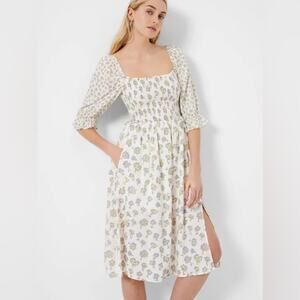 French Connection Doria Smock Balloon-Sleeve Dress size 6 (b36.5) NWOT